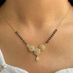 CVD Diamond Mangalsutra with Black Beads & Pendant Design