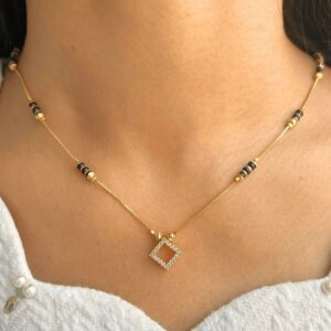Modern Lab Grown Diamond Mangalsutra with Geometric Pendant