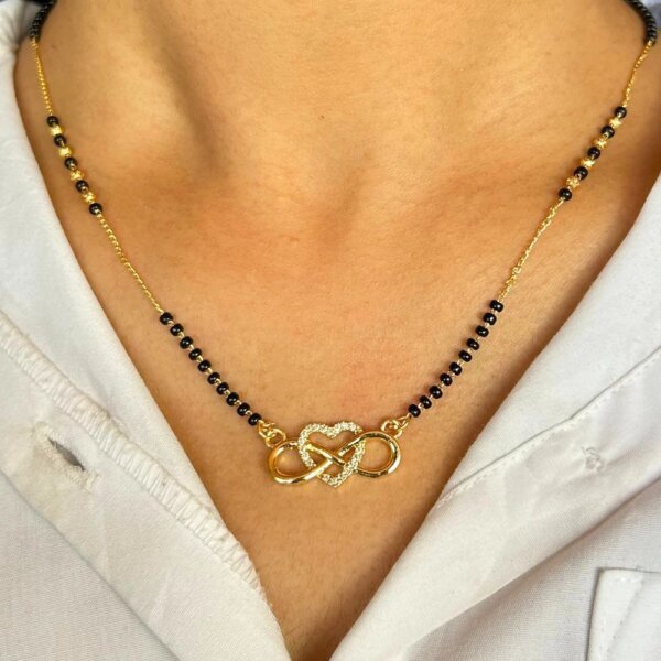 Infinity Heart Lab Grown Diamond Mangalsutra in Gold