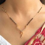 CVD Diamond Mangalsutra with Black Beads and Stylish Pendant