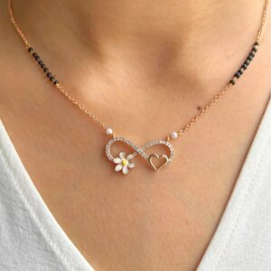 Lab Grown Diamond Mangalsutra with Infinity, Heart, and Floral Design