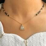 Lab Grown Diamond Mangalsutra with Triangle Pendant and Solitaire Center Stone