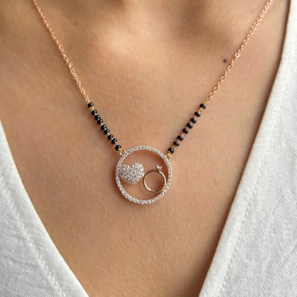 Romantic Circle Lab-Grown Diamond Mangalsutra with Heart & Ring Design