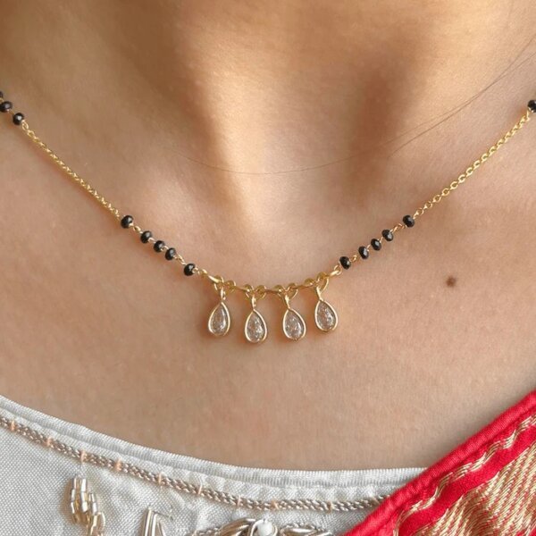 Teardrop CVD Diamond Mangalsutra in Gold Chain