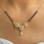 CVD Diamond Mangalsutra with Black Beads & Pendant Design