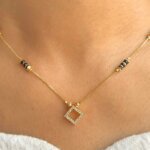 Modern Lab Grown Diamond Mangalsutra with Geometric Pendant