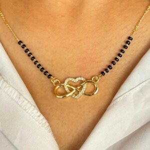 Infinity Heart Lab Grown Diamond Mangalsutra in Gold