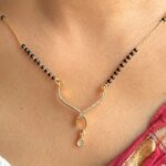 CVD Diamond Mangalsutra with Black Beads and Stylish Pendant