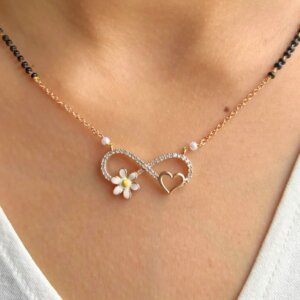 Lab Grown Diamond Mangalsutra with Infinity, Heart, and Floral Design