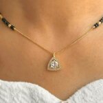 Lab Grown Diamond Mangalsutra with Triangle Pendant and Solitaire Center Stone