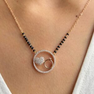 Romantic Circle Lab-Grown Diamond Mangalsutra with Heart & Ring Design