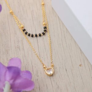 Minimalist Heart Lab Grown Diamond Mangalsutra in Gold