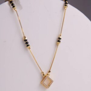 Modern Lab Grown Diamond Mangalsutra with Geometric Pendant