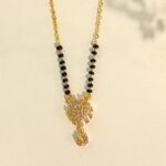 Black Beaded Mangalsutra with Sparkling CVD Diamond Pendant