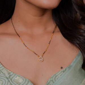Pear-Shaped CVD Diamond Mangalsutra with Delicate Gold Chain