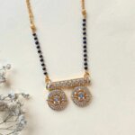 Dual Pendant CVD Diamond Mangalsutra with Intricate Gold Detailing