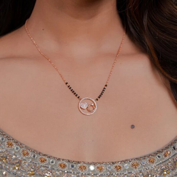 Romantic Circle Lab-Grown Diamond Mangalsutra with Heart & Ring Design