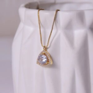 Lab Grown Diamond Mangalsutra with Triangle Pendant and Solitaire Center Stone
