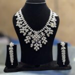 CVD Diamond Necklace Set with Earrings | Floral Design in 14K Gold