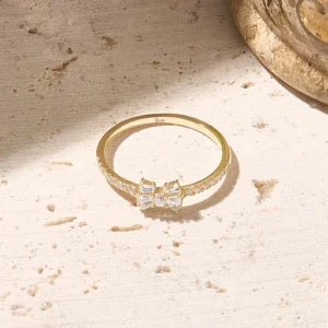 Baguette Cut Bow- Lab Grown Diamond Promise Ring for Her