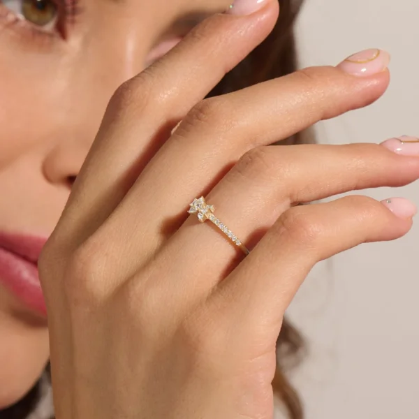 Baguette Cut Bow- Lab Grown Diamond Promise Ring for Her
