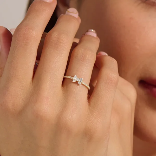 Baguette Cut Bow- Lab Grown Diamond Promise Ring for Her