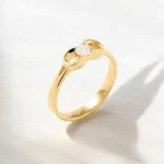 Gold Bow Ring with Round Lab Grown Diamond