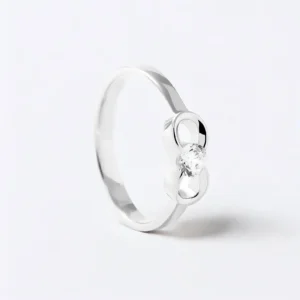 Gold Bow Ring with Round Lab Grown Diamond