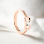 Gold Bow Ring with Round Lab Grown Diamond