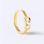 Gold Bow Ring with Round Lab Grown Diamond