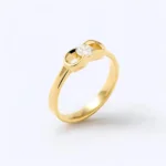 Gold Bow Ring with Round Lab Grown Diamond