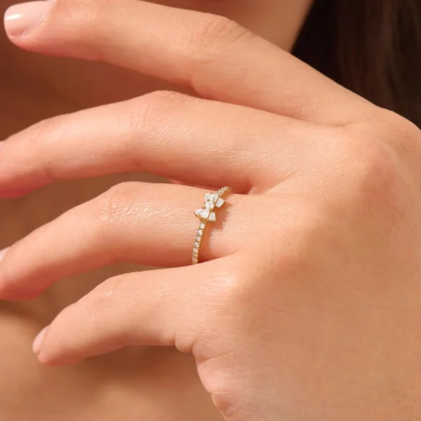 Baguette Cut Bow- Lab Grown Diamond Promise Ring for Her