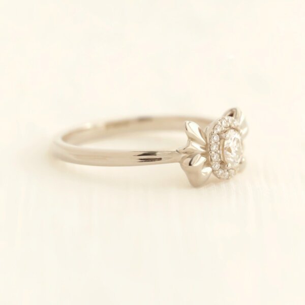 Vintage Style Bow Ring with Lab Grown Diamond Centerpiece