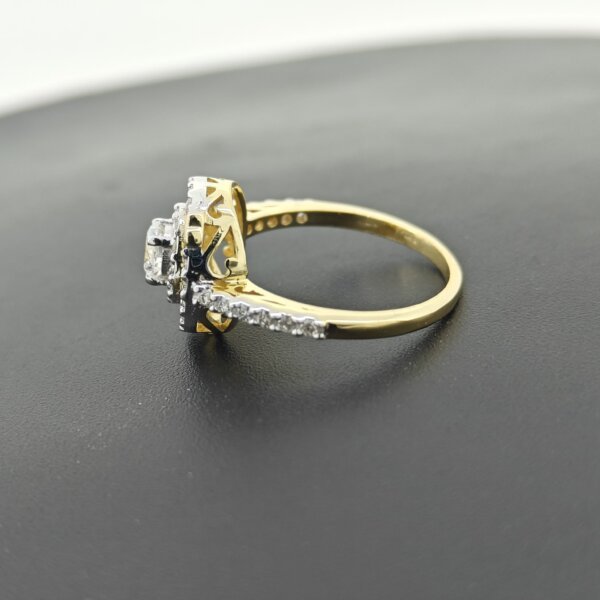 CVD Diamond Ring in Gold with Double Halo and Pave Band