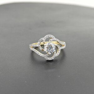 Floral Swirl CVD Diamond Ring in Gold with Split Shank Design