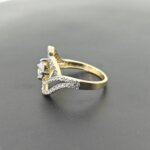 Wave Design CVD Diamond Ring in Gold with Twisted Pave Band