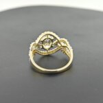Oval-Cut CVD Diamond Ring in Gold with Geometric Halo and Side Accents