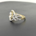 Oval-Cut CVD Diamond Ring in Gold with Geometric Halo and Side Accents