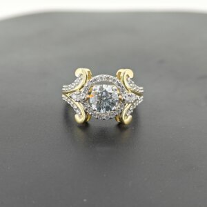 Vintage-Inspired CVD Diamond Ring in Gold with Ornate Scroll Detailing