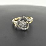 Heart-Shaped CVD Diamond Ring in Gold with Floral Cluster Centerpiece