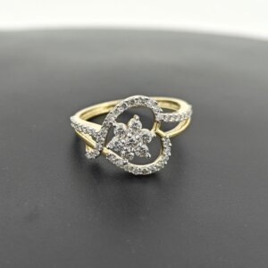 Heart-Shaped CVD Diamond Ring in Gold with Floral Cluster Centerpiece