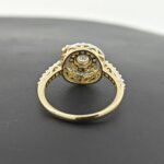 CVD Diamond Ring in Gold with Double Halo and Pave Band