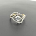 Wave Design CVD Diamond Ring in Gold with Twisted Pave Band