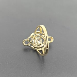 Intricate Loop Design CVD Diamond Ring in Gold with Central Solitaire