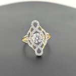 Intricate Loop Design CVD Diamond Ring in Gold with Central Solitaire