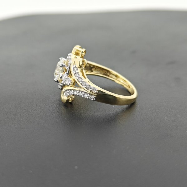 Vintage-Inspired CVD Diamond Ring in Gold with Ornate Scroll Detailing