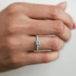 Blue Lab Grown Diamond Halo Ring in Gold