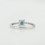 Blue Lab Grown Diamond Halo Ring in Gold