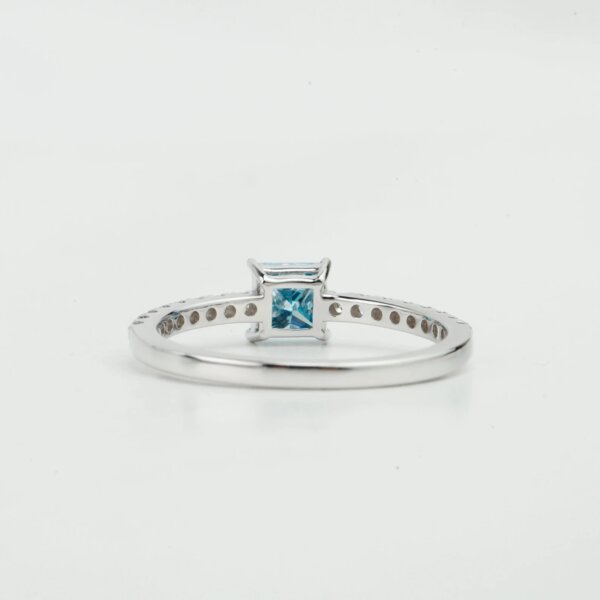 Blue Lab Grown Diamond Halo Ring in Gold