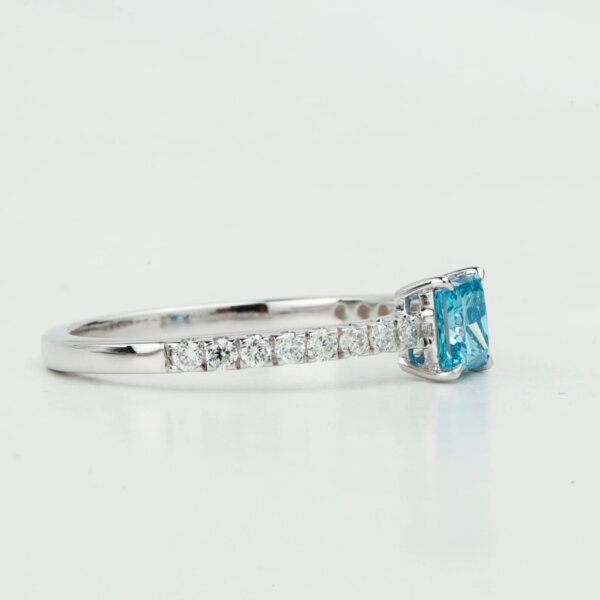 Blue Lab Grown Diamond Halo Ring in Gold